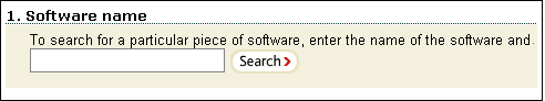 Example software product name search box