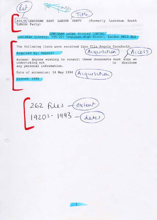 Cat ref: A 94/8. Mark-up example 1