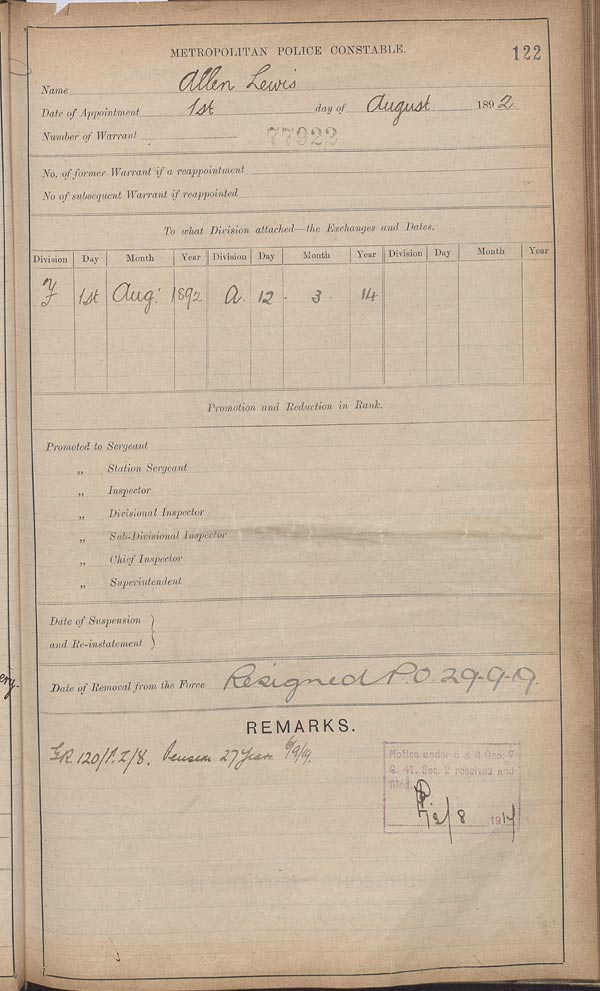 MEPO 4/379 f 122. &copy; Metropolitan Police Authority 