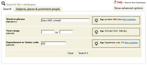 Example showing how to search the catalogue