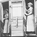 Women cleaning rolling stock on the Lancashire & Yorkshire Railway, 1917. Catalogue reference: RAIL 343/725