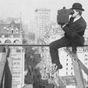 Photographing New York City above Fifth Avenue, 1908. Photograph by Arthur Westrop. Catalogue reference: COPY 1/528