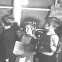 Air Raids: school classroom, bricked up against air raids. Catalogue reference: INF 2/43 (1941)