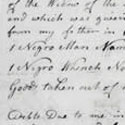 Two slaves listed amongst property lost by William Tate during the burning of Falmouth, Massachusetts, in 1775. Catalogue reference: AO 13/87 (239)