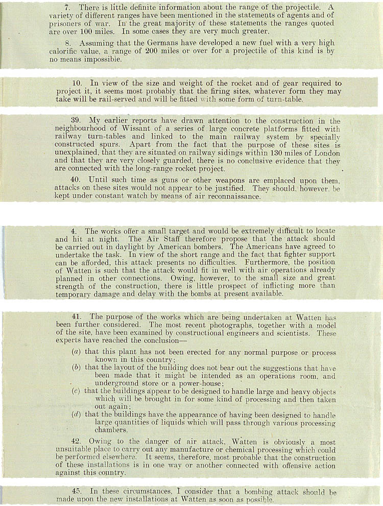 Extracts from the report by Duncan Sandys on German long-range rocket development, 26 August 1943 (AIR 20/2629)