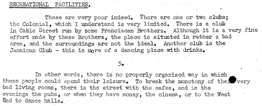 Report on an investigation into conditions of the coloured people in Stepney E1 1949 (CO 876/247)