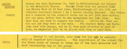 History and record of George Parr from the Department of the Public Health Nova Scotia (Canada), August 9th, 1940 (DO 131/47)