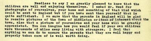 Excerpt from a letter from Mr.Blois (Director of the Department of Public Health Nova Scotia) to Mr. Reagh (George's foster father) (DO 131/47)