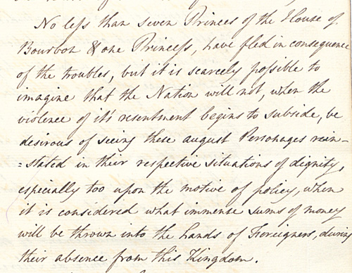 Extract from a confidential report from the British Ambassador, 30th July 1789 (FO 27/32)