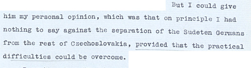 Extracts from the Minute of the conversation between Neville Chamberlain and Adolf Hitler at Berchtesgaden (FO 371/21738)