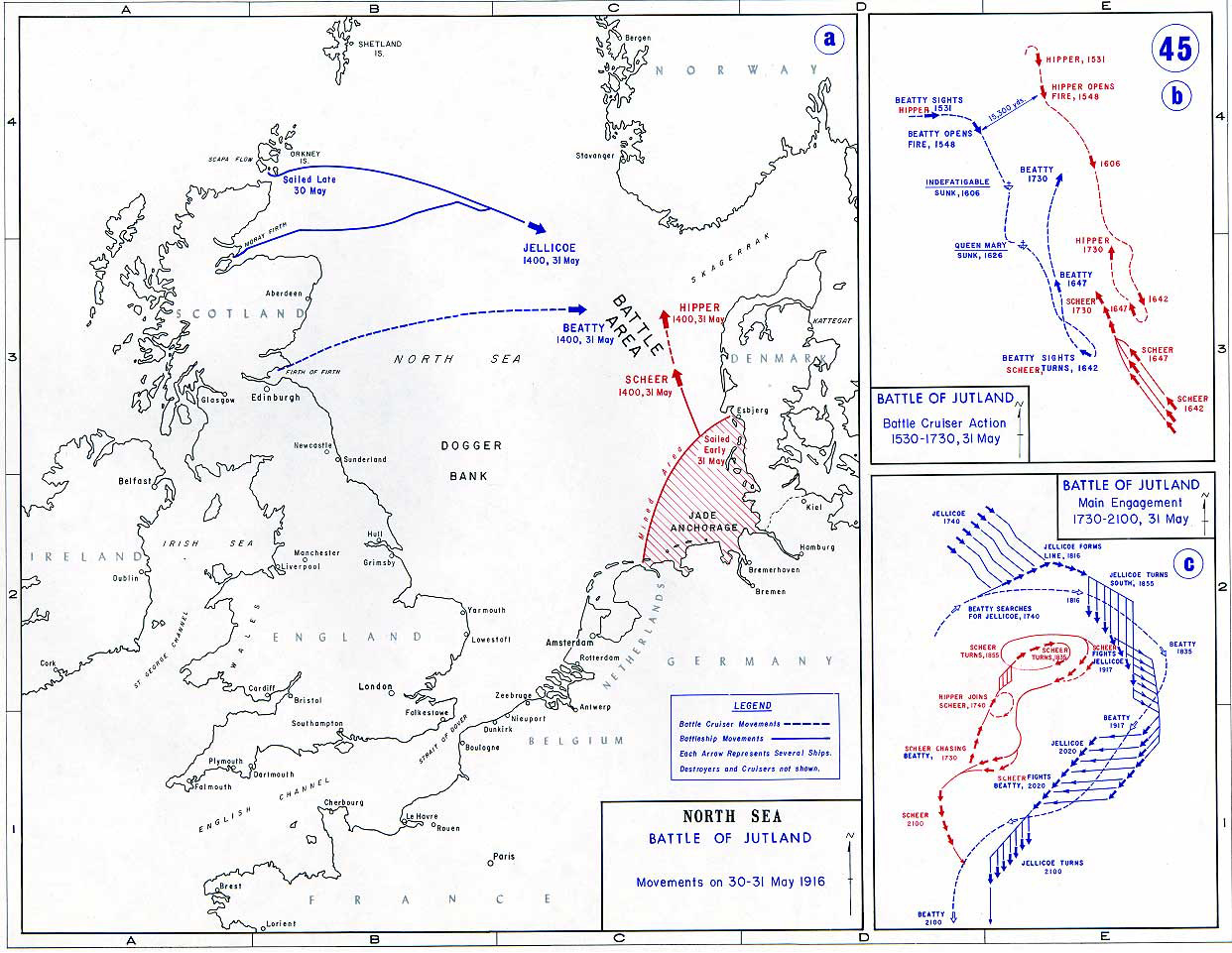Map of the Battle of Jutland 1916