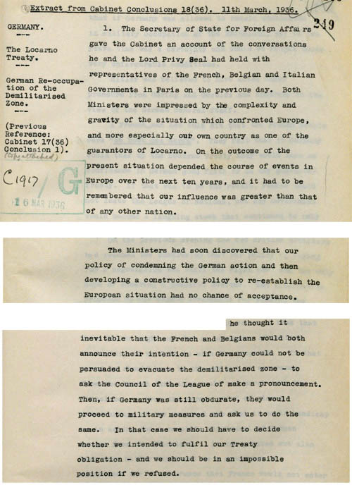The Foreign Secretary describes a meeting he has had with the French, Belgian and Italian governments (FO 371/19892)