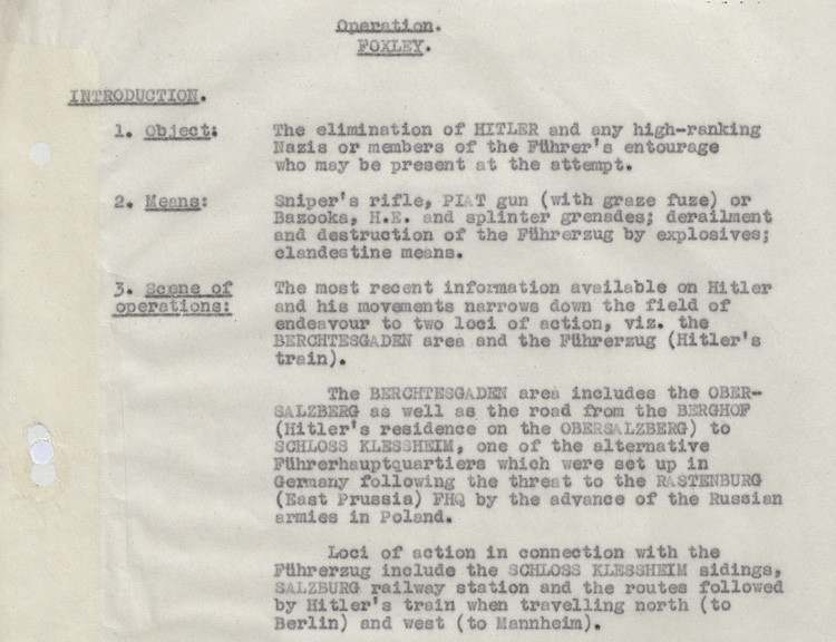 Introduction to Operation Foxley 1944 (HS 6/624)