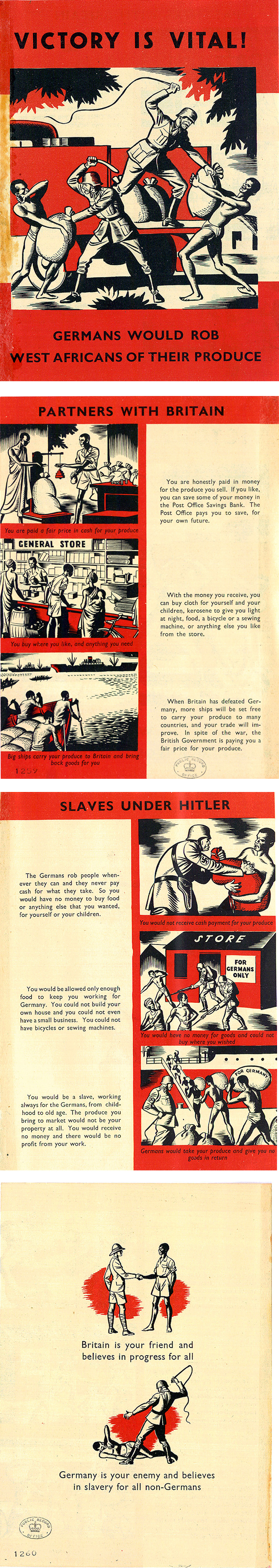 A propaganda leaflet designed for distribution in West Africa. It was printed in the early 1940s (INF 2/1 pt. 4)