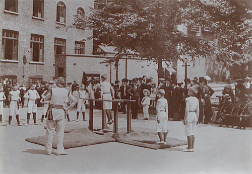 Physical exercise display on Founders Day at the Boys Home Industrial School c1910 (MH 102/2692 f26)