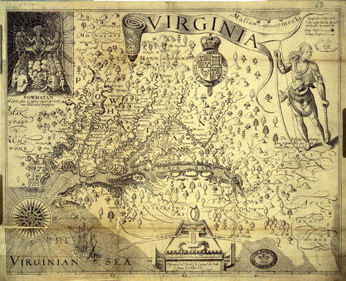 Susquehannock Warrior from a map of Virginia 1612 (MPG 1/284)