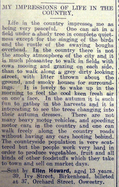 Letter written by Ellen Howard, an evacuee from Birkenhead aged 13