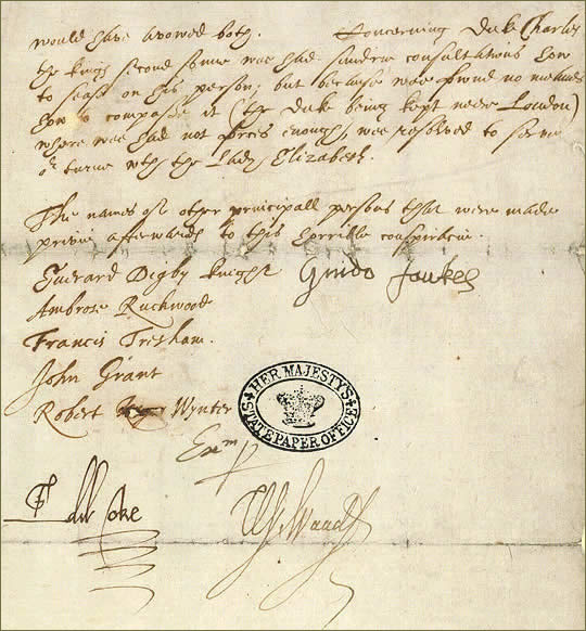 SP 14/216; Guy Fawkes' confession, 1605