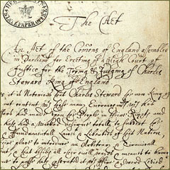 SP 16/517; page from the trial record of Charles I, 1649 - opens in a new window