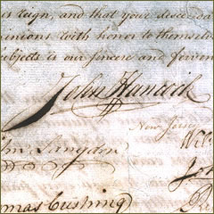 CO5/76 f.256; This is page six of seven pages, ff.251-257; signatures on Olive Branch Petition, 1775 - opens in a new window
