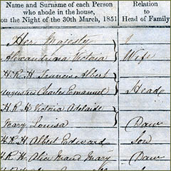 HO 107/1478; census return of the royal family, 1851 - opens in a new window