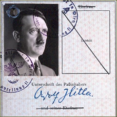 HS 8/1032; fake passport for Adolf Hitler, c.1941 - opens in a new window