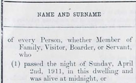 1911 census return. Catalogue reference: RG 14/982