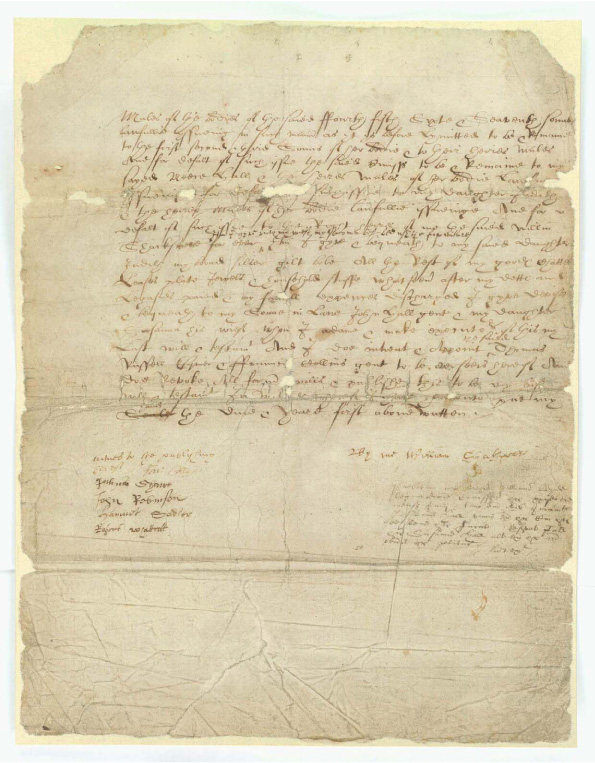 A page of Shakespeare's will featuring his signature