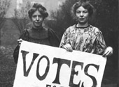 Suffragettes: Christabel Pankhurst (right) with Annie Kenny, 1906 (Image reference: COPY 1/494)