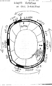 Sketch of UFO - like a space station - with rotating coloured lights, Crumlin, Gwent, 9 May 1998; catalogue reference: DEFE 24/1998/1