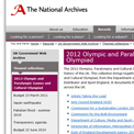 UK Government Web Archive 2012 collection website