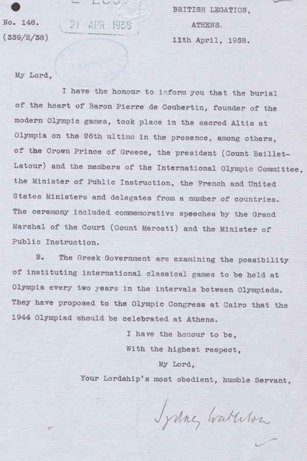 Extract from record FO 370/551/2857