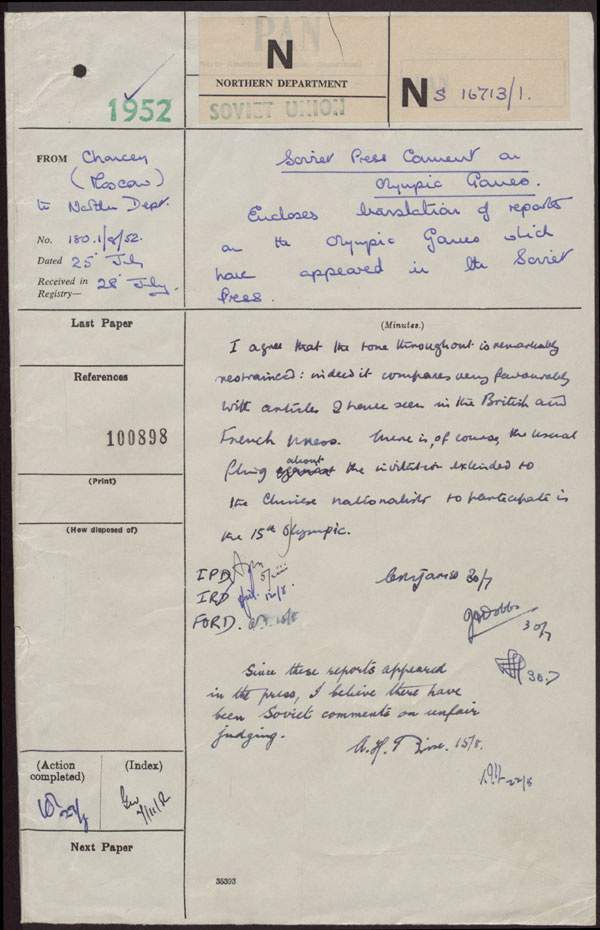 Extract from record FO 371/100898