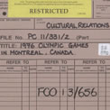 Plans for 1976 Olympic Games in Montreal, Quebec. FCO 13/656