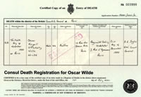 The Consular death certificate for Oscar Wilde