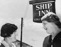 Two women outside The Ship Inn 1936. Catalogue reference: NSC27/7 