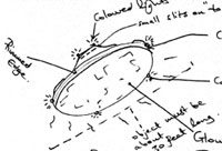 Sketch showing flying saucer sighted over cornfield at East Grinstead, Surrey; catalogue reference: DEFE 24/1996/1