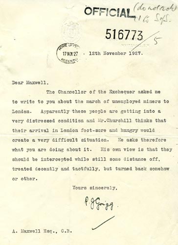 Cat ref: HO 144/12143. Memorandum detailing Winston Churchill's thoughts on how to deal with the miners in 1926