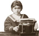 School girl with typewriter, Lavender Hill Board School, 1895. Cat ref: COPY 1/422