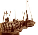 Fishing boats in the harbour at Largo: photographer, James Ewing, 1899. Cat ref: COPY 1/441