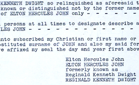 Document showing Elton John's change of name (Catalogue reference: J 18/458)