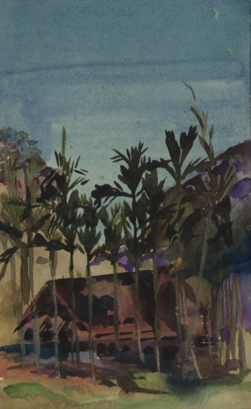 Watercolour of Sabah, Malaysia, 1877-1878. Catalogue reference: CO 1069/544