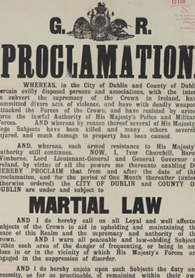 Poster declaring Martial Law in Dublin (CO 904/23)