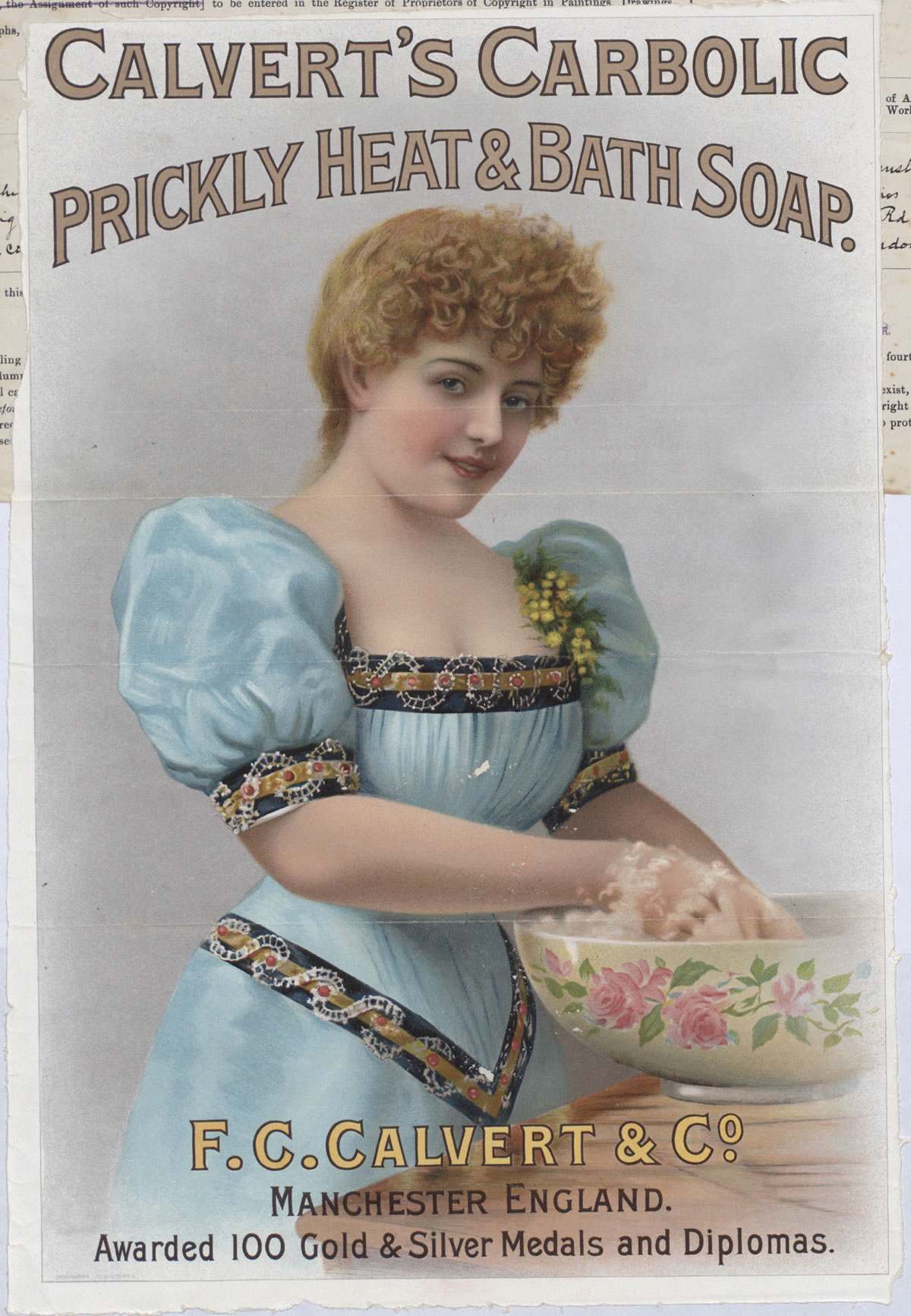 Advertisement for Calvert's carbolic soap, a mild disinfectant soap used for household cleaning, 1899 (COPY 1/146 f.634)