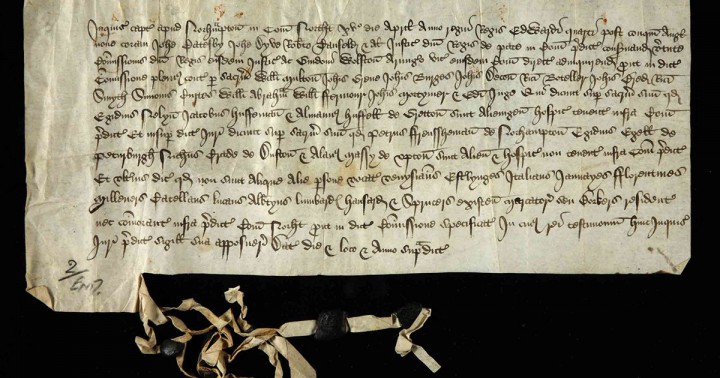 Alien poll tax inquest for Northamptonshire, 15 April 1469 (catalogue reference: E 179/155/94)