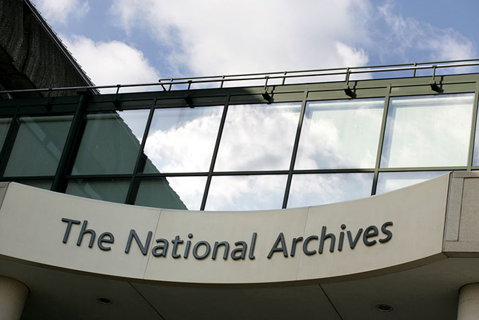 An image of the front entrance at The National Archives