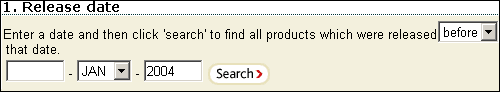 Example of release search box