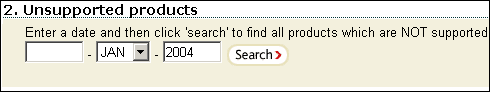 Example of unsupported products  search box