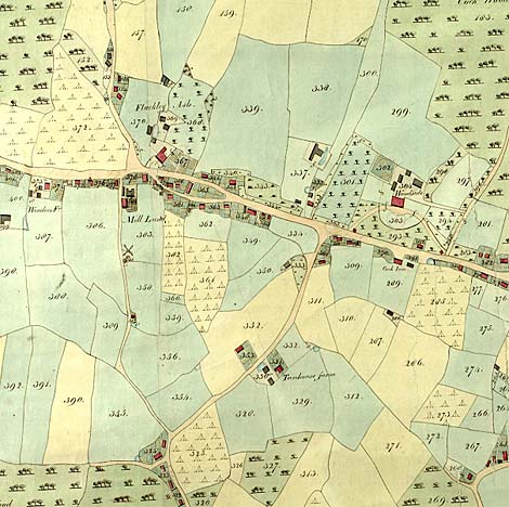Part of the tithe map for Barnham in Sussex dated 1846.  The numbers link to information about landowners and occupiers - Catalogue reference IR 30/35/20.