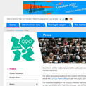 London 2012 Media centre website